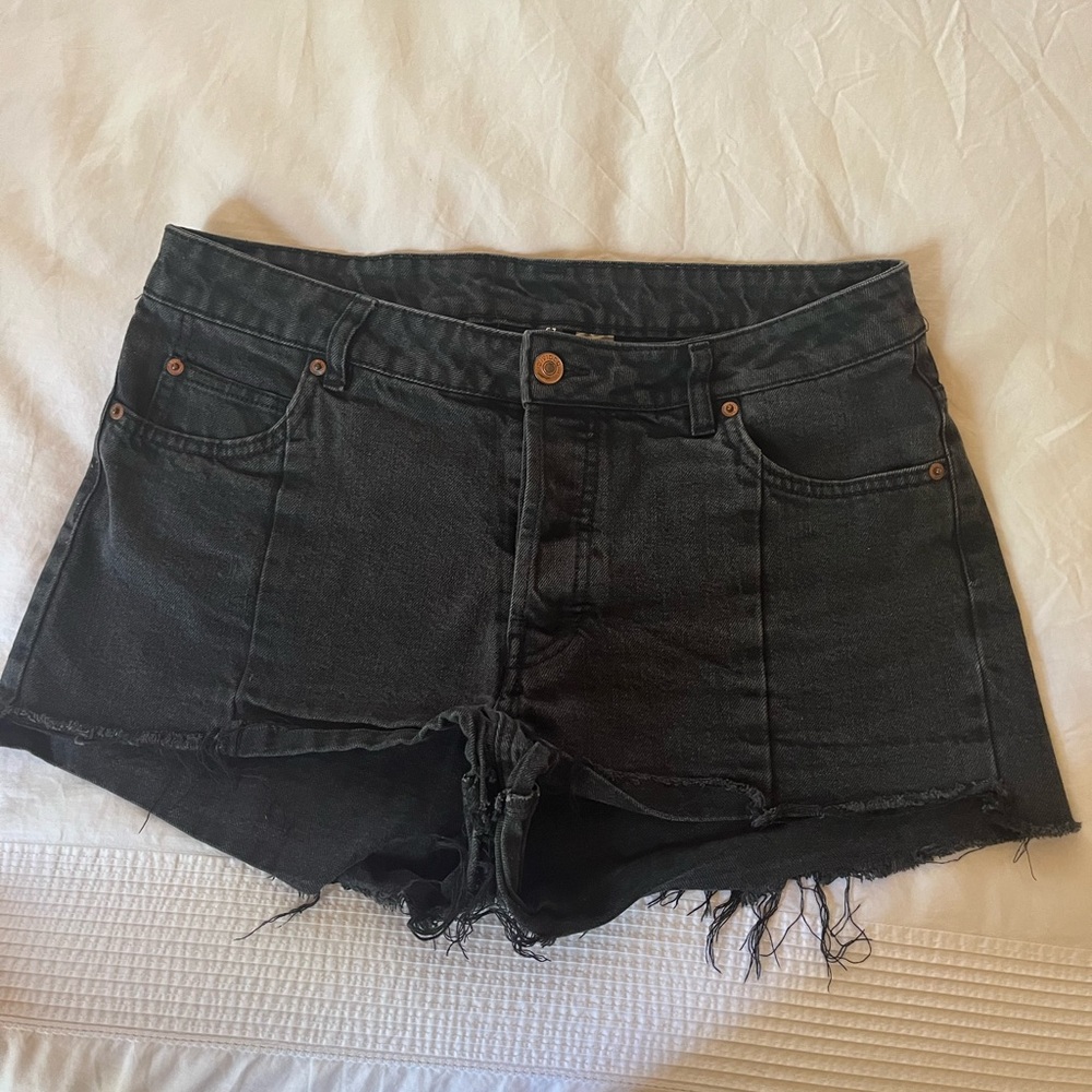 Black denim cut off shorts
